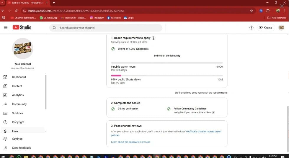 Youtube Monetized Channel with 60K Real Subscribers, 900K Views Total @Airplane Gun launcher