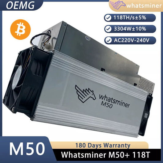 Whatsminer M50 118TH 3304W SHA-256 BTC Bitcoin Miner ASIC Mining Machine